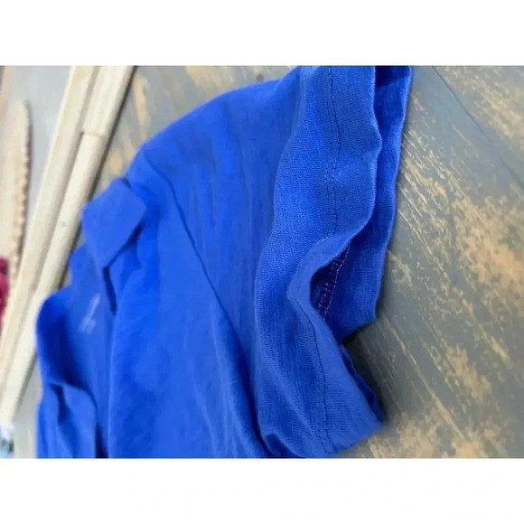 Soft Surroundings Cotton Royal Blue Short Sleeve Dress Button Designs Small - Picture 5 of 8